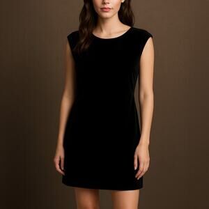 Boden Black Velvet Mini Shift Dress Size 4